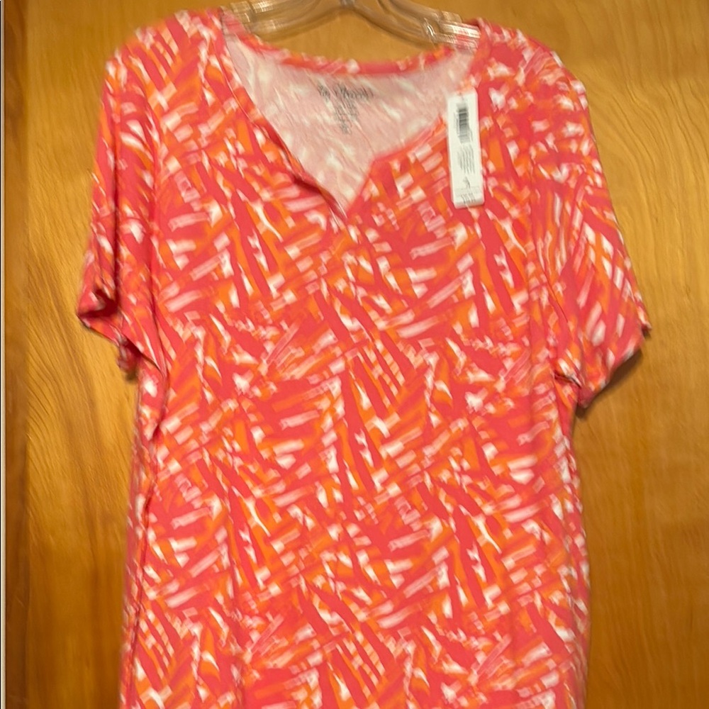 Chico's Pink and Orange Short Sleeve Tee